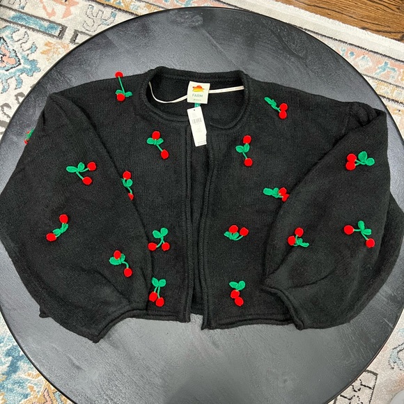 🆕🍒Farm Rio🍒 Crochet Cherry Cardigan Size Large - Picture 2 of 8